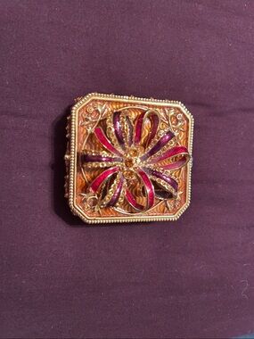 Vintage Joan Rivers “hidden treasures” red and purple  broach and earrings
